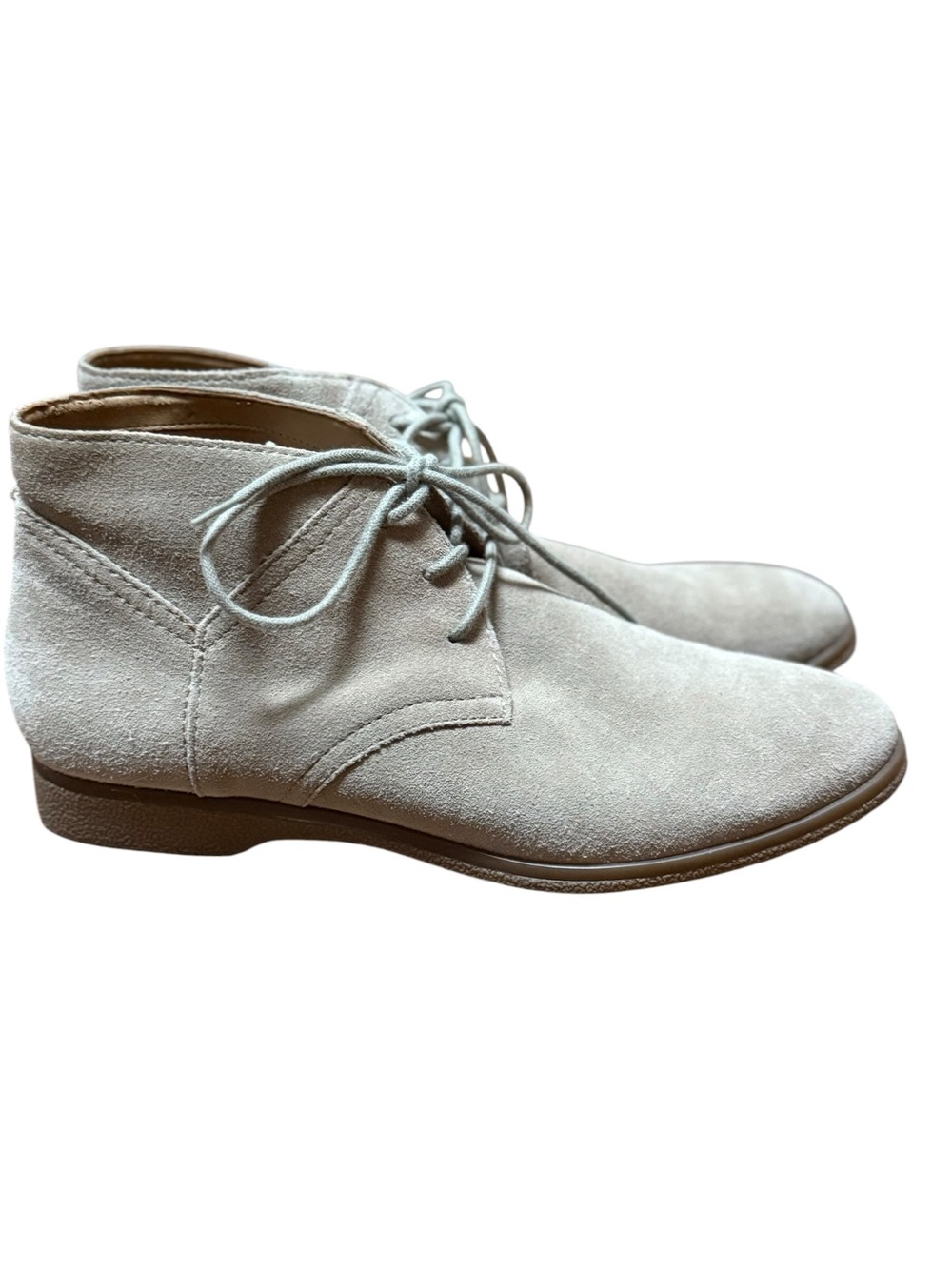 Franco Sarto Suede Desert Boots Taupe Lace Up Chukka Booties Casual Preppy Size